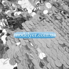 Ткань Пайеточная круглая крупная (серебро)